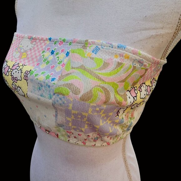 Hello Kitty Patchwork Bandeau Tube Top By NGOrder w/ Elastic Fit – S M L – NWT - Picture 5 of 8